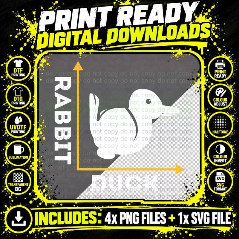 Duck or Rabbit T-Shirt Png SVG Digital Bundle