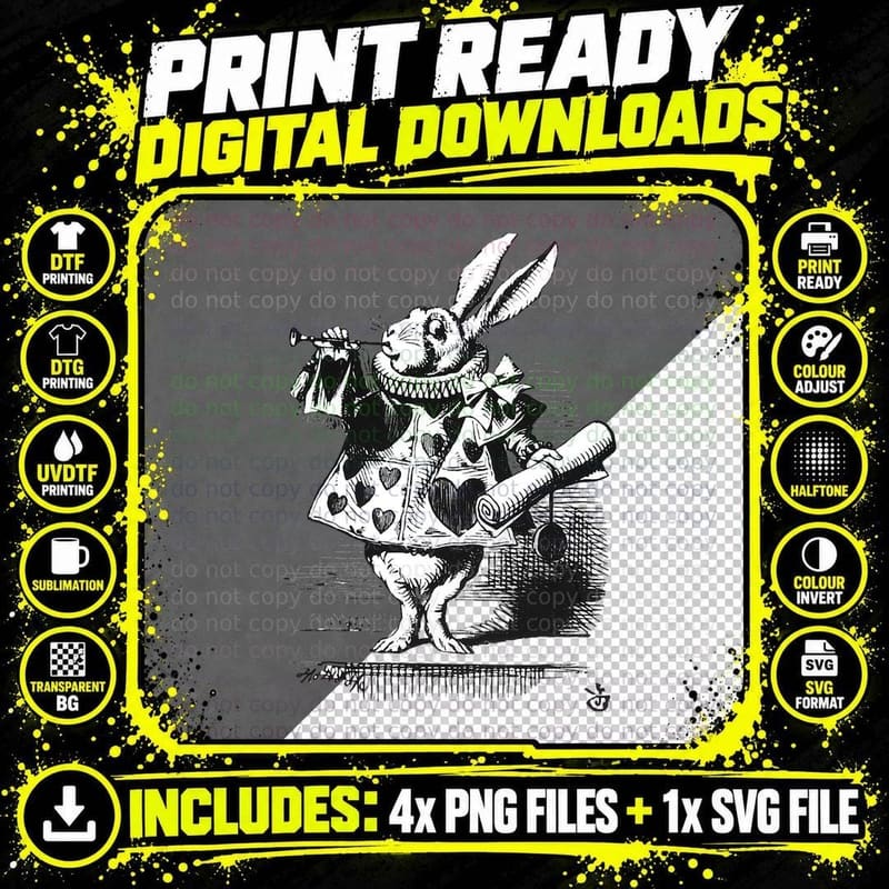 Easy Costume Alice in Wonderland - White Rabbit T-Shirt Png SVG Digital Bundle