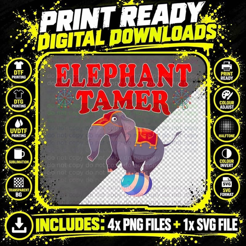 Elephant Tamer Carnival Costume Circus Acts T-Shirt Png SVG Digital Bundle