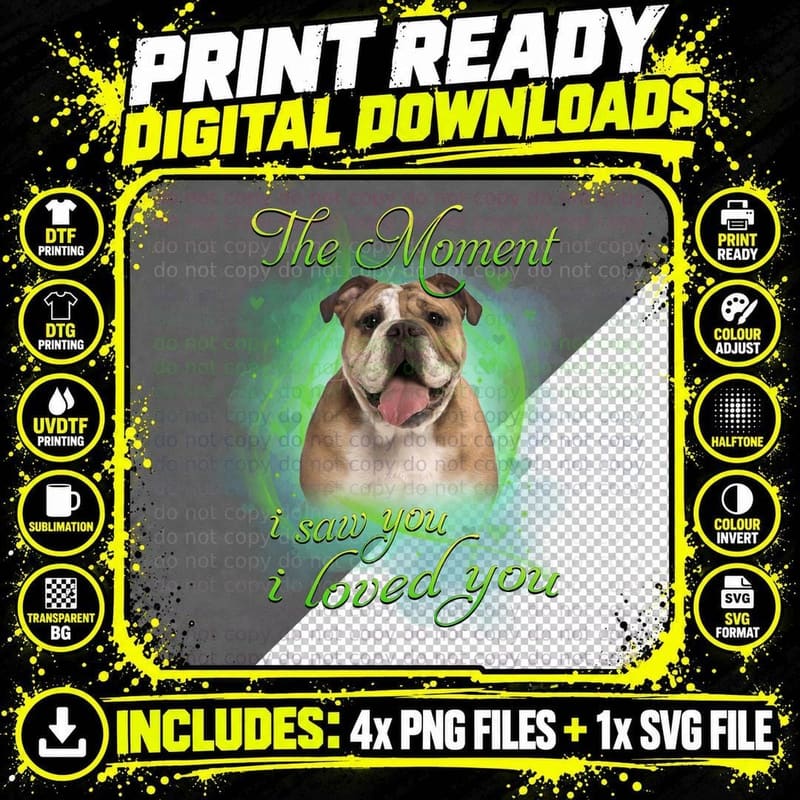 English Bulldog T-Shirt, Love Quote Design Png SVG Digital Bundle