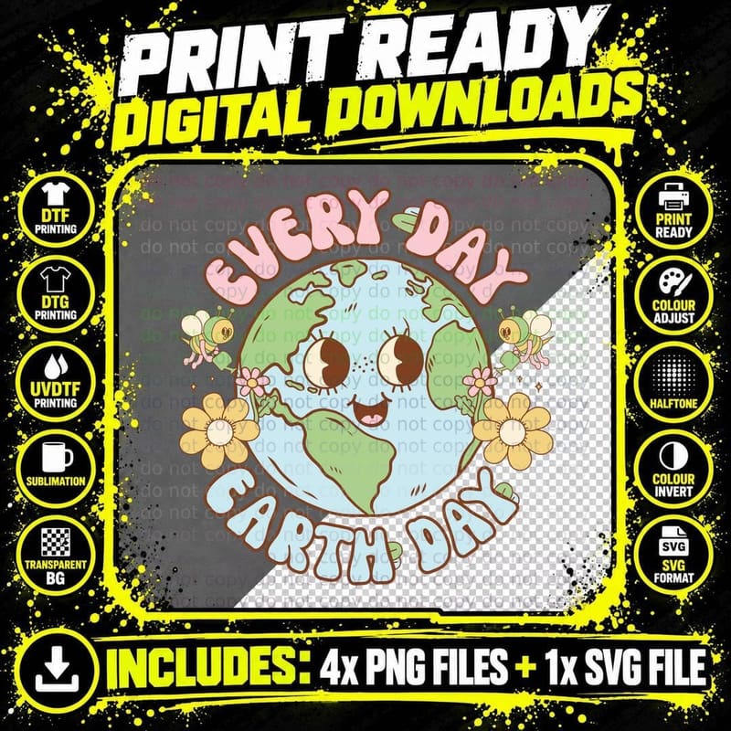 Every Day Earth Day Earth Day T-Shirt Png SVG Digital Bundle