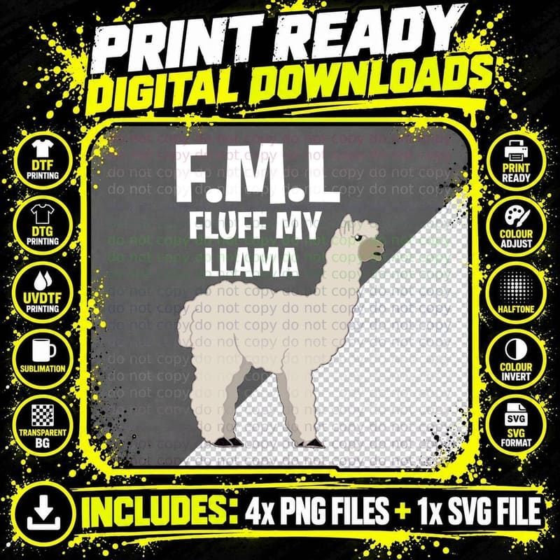 Fluffy Llama T-Shirt, Soft Fluffy Design Png SVG Digital Bundle