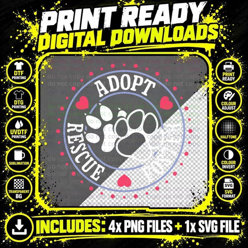 Foster Animal Rescue Pet Fostering Rescue Foster Adopt Png SVG Digital Bundle