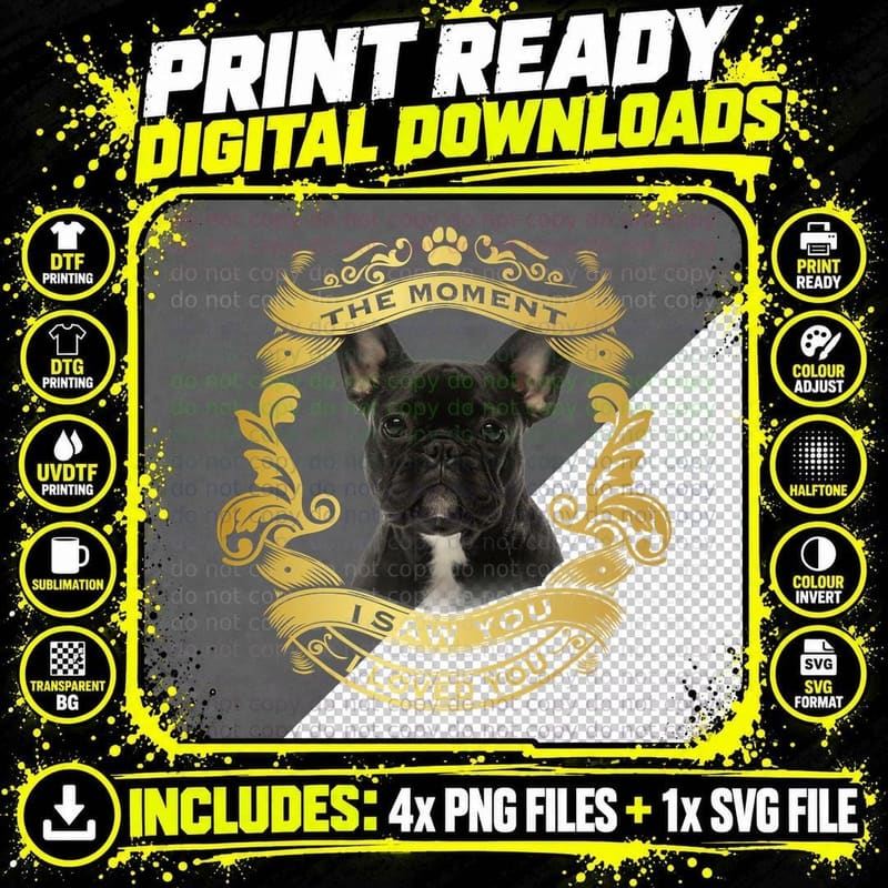 French Bulldog T-Shirt, Love at First Sight Png SVG Digital Bundle