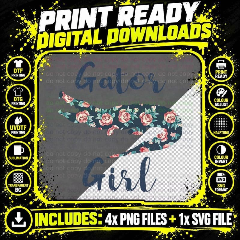 Fun Gator Girl Shirt, Reptile Alligator Tee Gift T-Shirt Png SVG Digital Bundle
