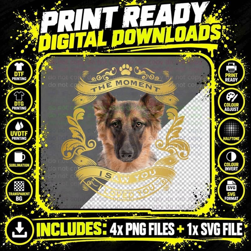 German Shepherd T-Shirt, Pet Lover Apparel, Love You Png SVG Digital Bundle