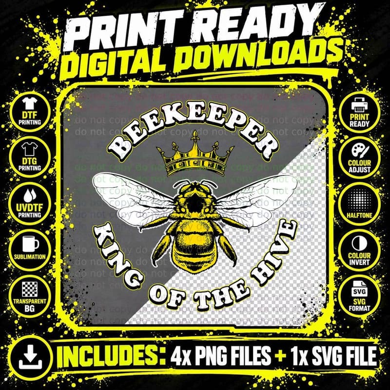 Gift for Beekeeper Queen Bee King Bumble Bee T-Shirt Png SVG Digital Bundle