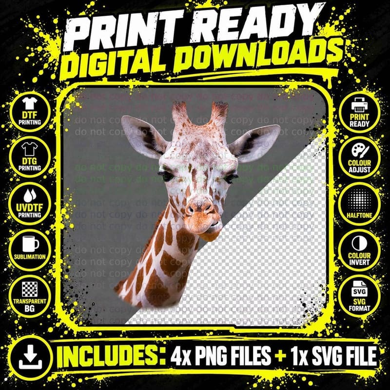 Giraffe T-Shirt I Love Giraffes Animal African Safari Png SVG Digital Bundle