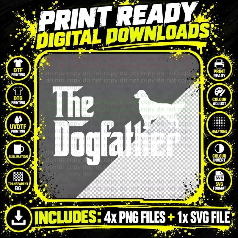 Golden Retriever - the Dogfather Father's Day T-Shirt Png SVG Digital Bundle