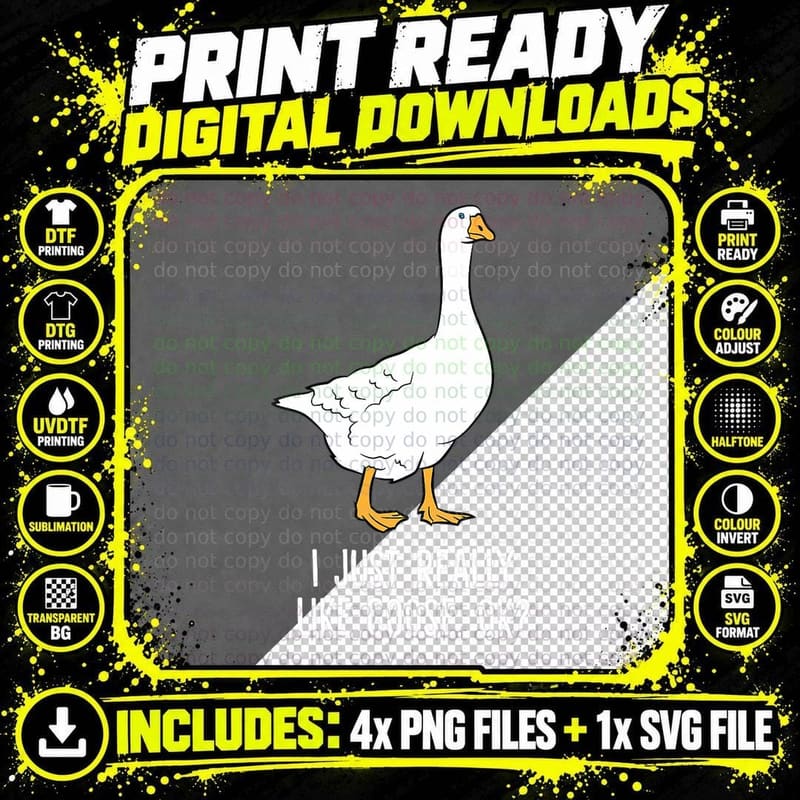 Goose I Just Really Like Goose Birds Gift T-Shirt Png SVG Digital Bundle