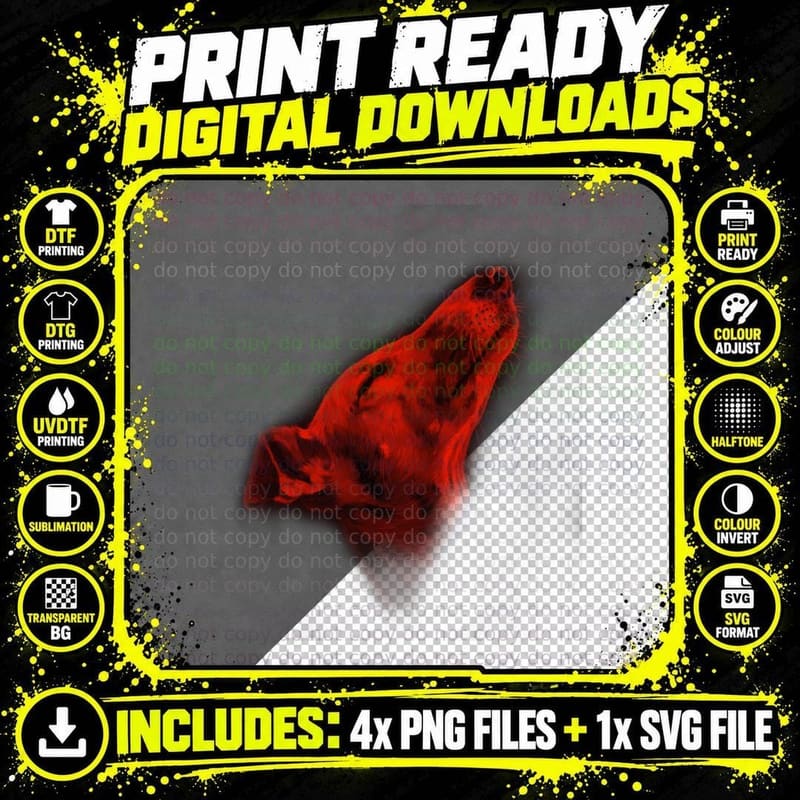 Greyhound Howling T-Shirt, Red Graphic Design Png SVG Digital Bundle
