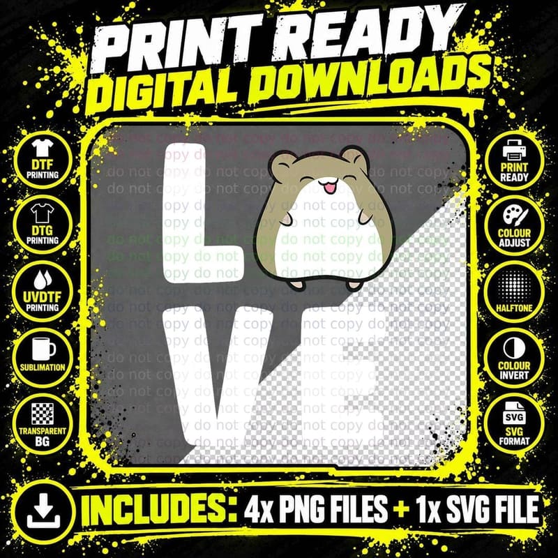 Hamster Lover Cute Pet Hamster I Love Hamsters T-Shirt Png SVG Digital Bundle
