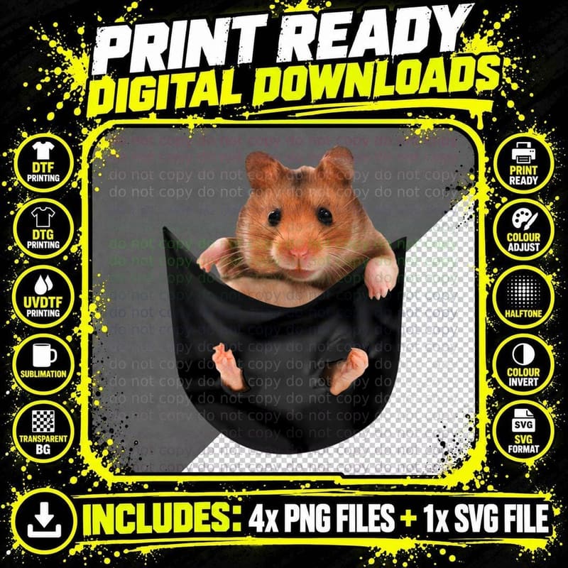 Hamster in Pocket T-Shirt, Animal Lover Apparel Png SVG Digital Bundle