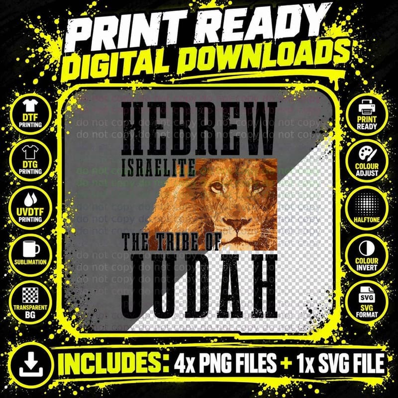 Hebrew Israelite Tribe of Judah Lion Jew Jewish Israel Png SVG Digital Bundle
