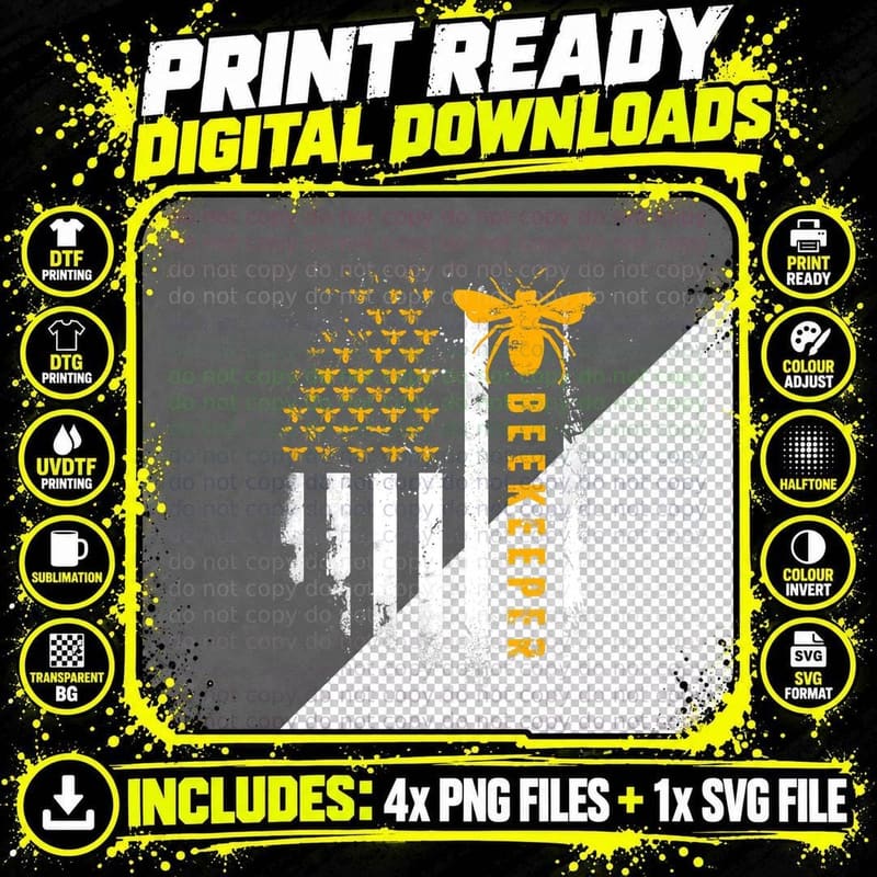 Honey Bee Beekeeping Flag US Beekeeper T-Shirt Png SVG Digital Bundle