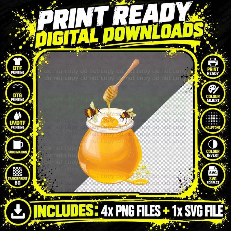 Honey Bee Honey Pot Shirt Beehive Honey Jar Cute T-Shirt Png SVG Digital Bundle