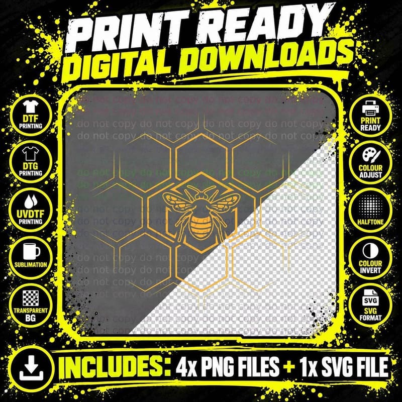 Honeycomb Honey-Bee Beekeeper Beekeeping Apiarist Bee Png SVG Digital Bundle