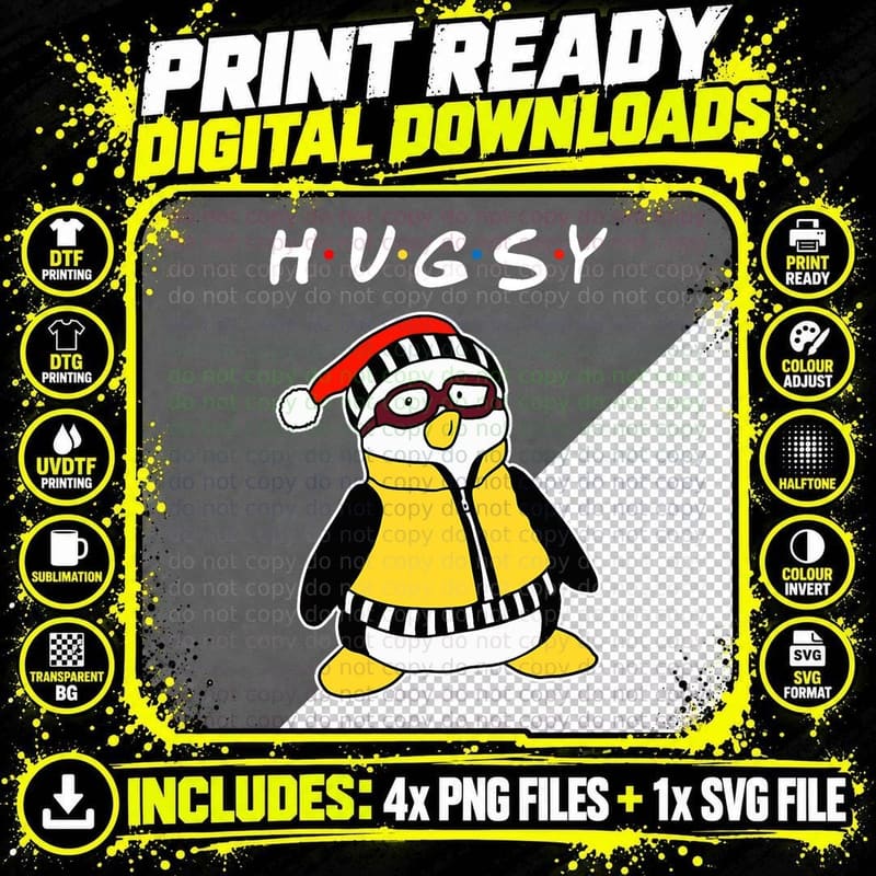 Hugsy the Penguin T-Shirt Png SVG Digital Bundle
