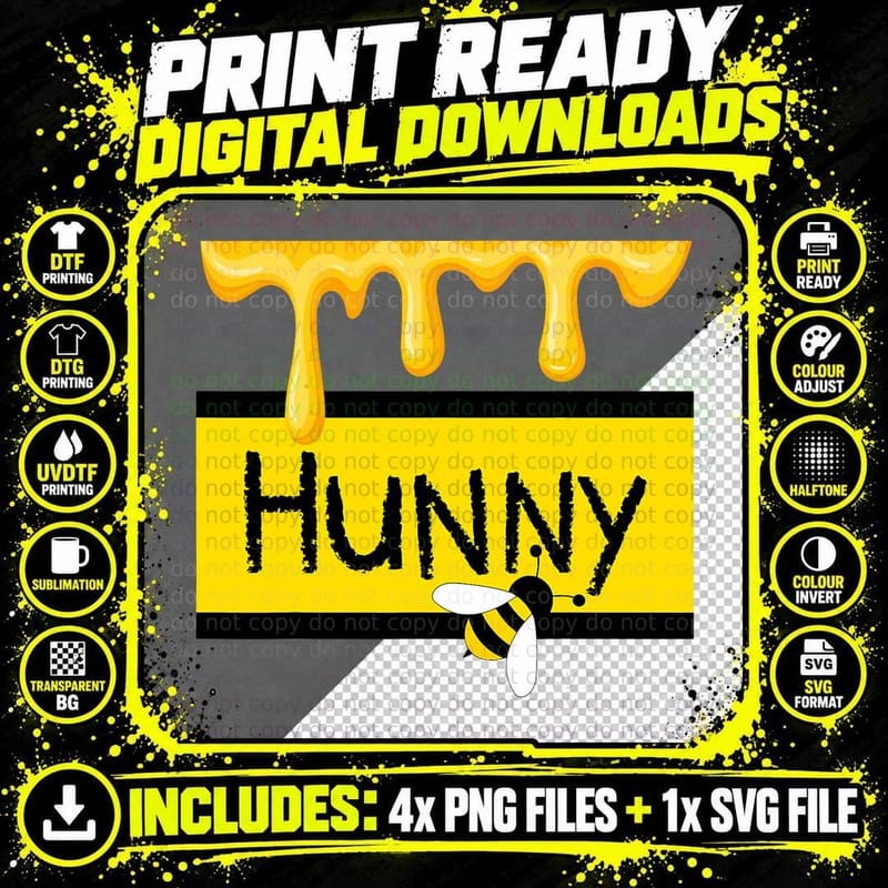 Hunny (Honey) Jar Simulating with Dripping Honey and a Png SVG Digital Bundle
