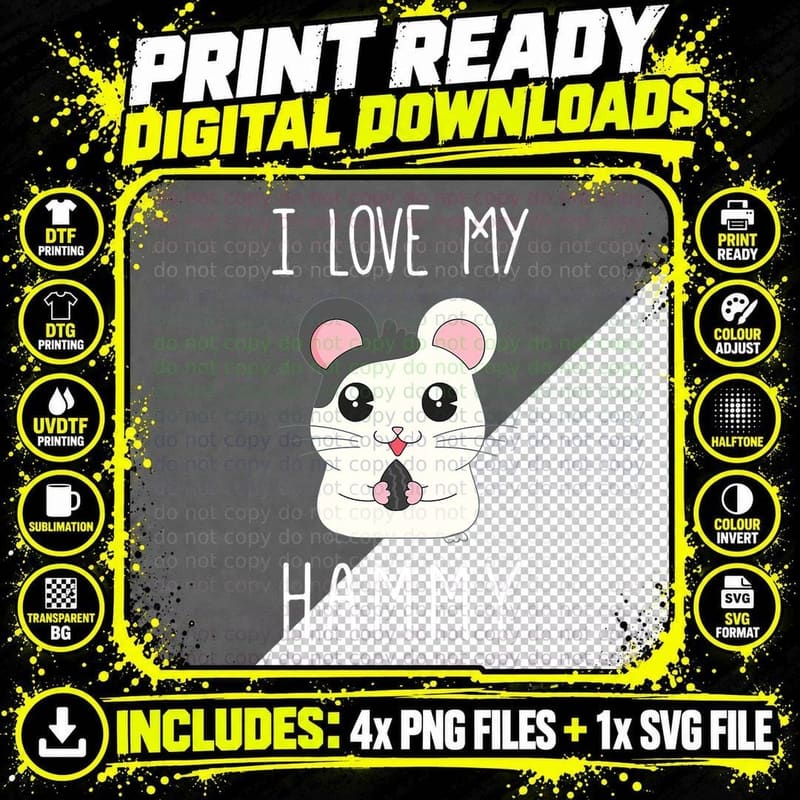I Love My Hammy T Shirt for Hamster Lovers T-Shirt Png SVG Digital Bundle