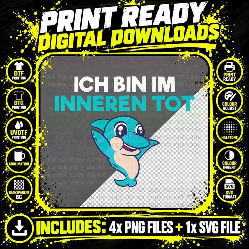 I'm Dead Inside Dolphin, Animal T-Shirt Png SVG Digital Bundle