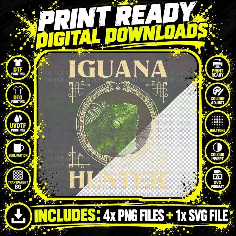 Iguana Hunter - Zookeeper Reptile Animal Lover Png SVG Digital Bundle