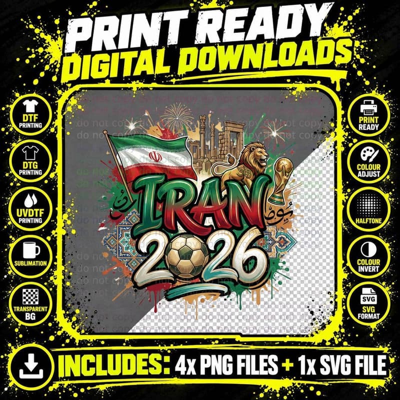 Iran 2026 Flag Persepolis Ruins Lion Statue Persian Tile Png SVG Digital Bundle
