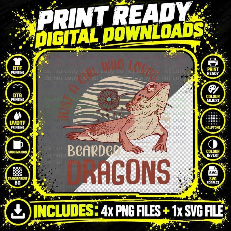 Just a Girl Who Loves Bearded Dragons Lizard Lover Png SVG Digital Bundle