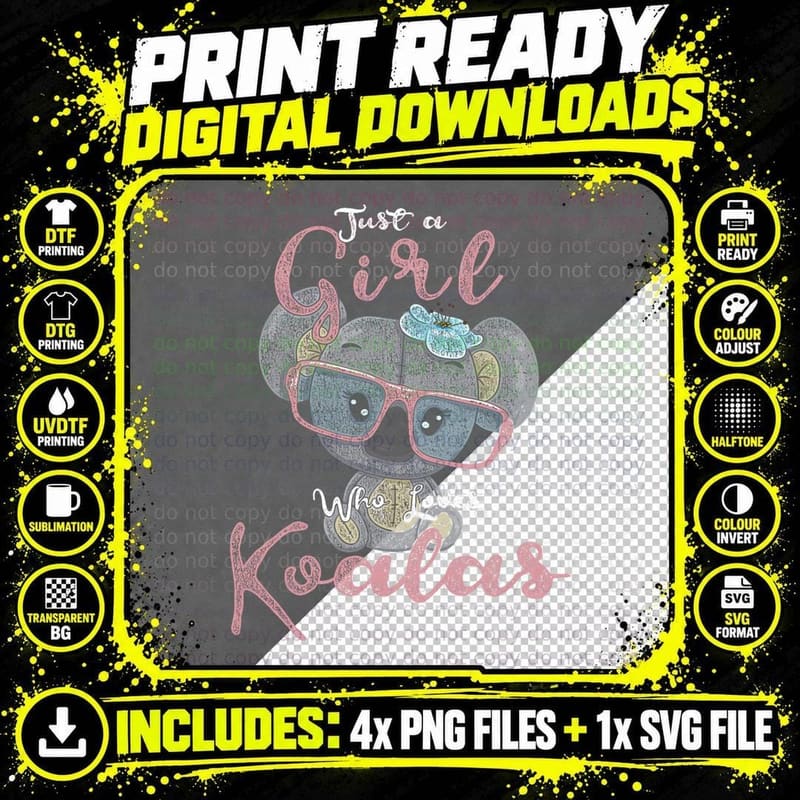 Just a Girl Who Loves Koala T-Shirt Png SVG Digital Bundle