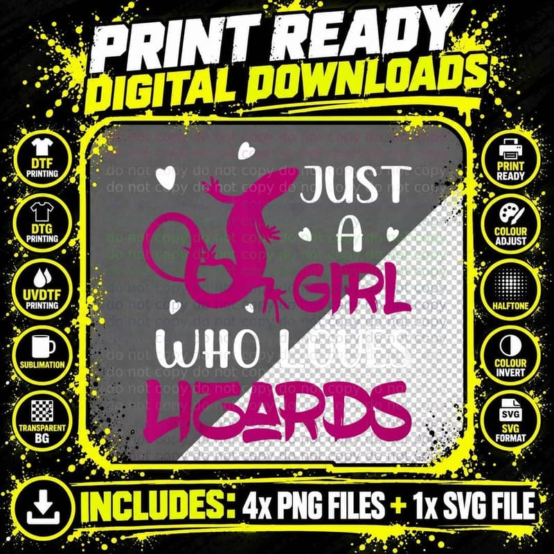 Just a Girl Who Loves Lizards Reptile Lizard Lover Png SVG Digital Bundle
