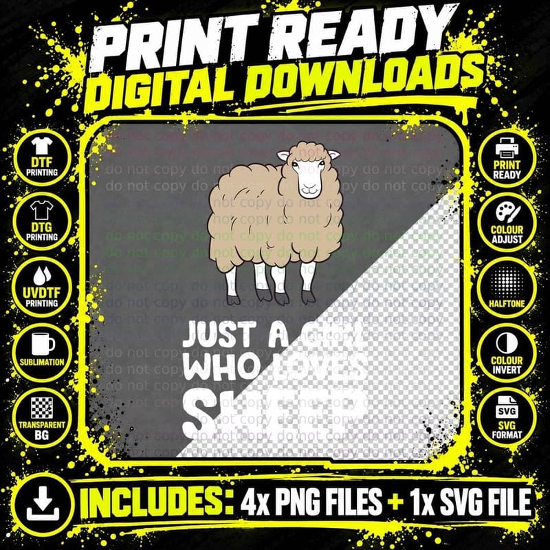 Just a Girl Who Loves Sheep Farm Animal T-Shirt Png SVG Digital Bundle