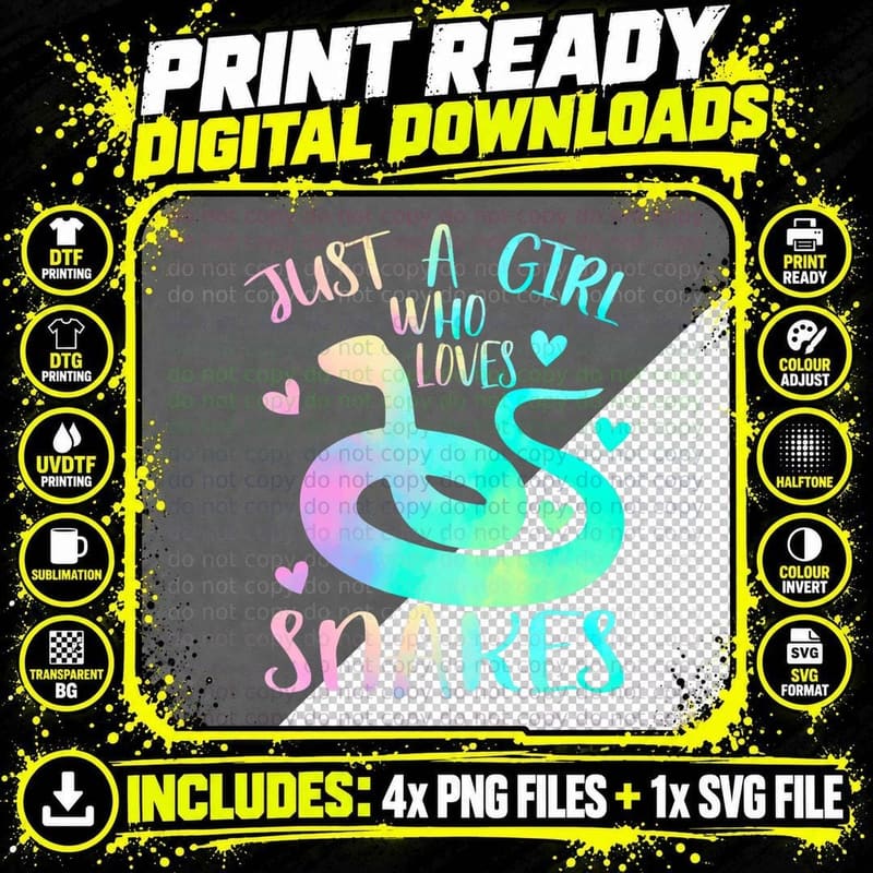 Just a Girl Who Loves Snakes Cute Snake Themed Lover Png SVG Digital Bundle