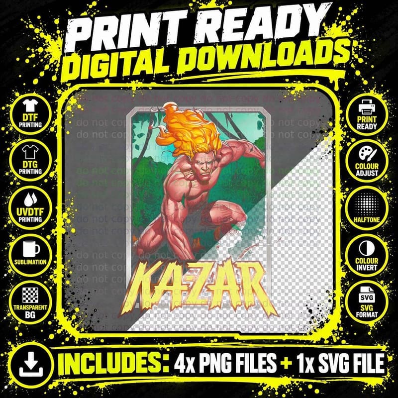 Kazar Orange Green Lion Halftone Warrior Wild T-Shirt Png SVG Digital Bundle