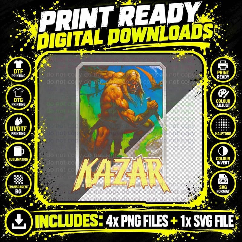 Kazar Orange Yellow Animal Halftone Warrior Beast T-Shirt Png SVG Digital Bundle