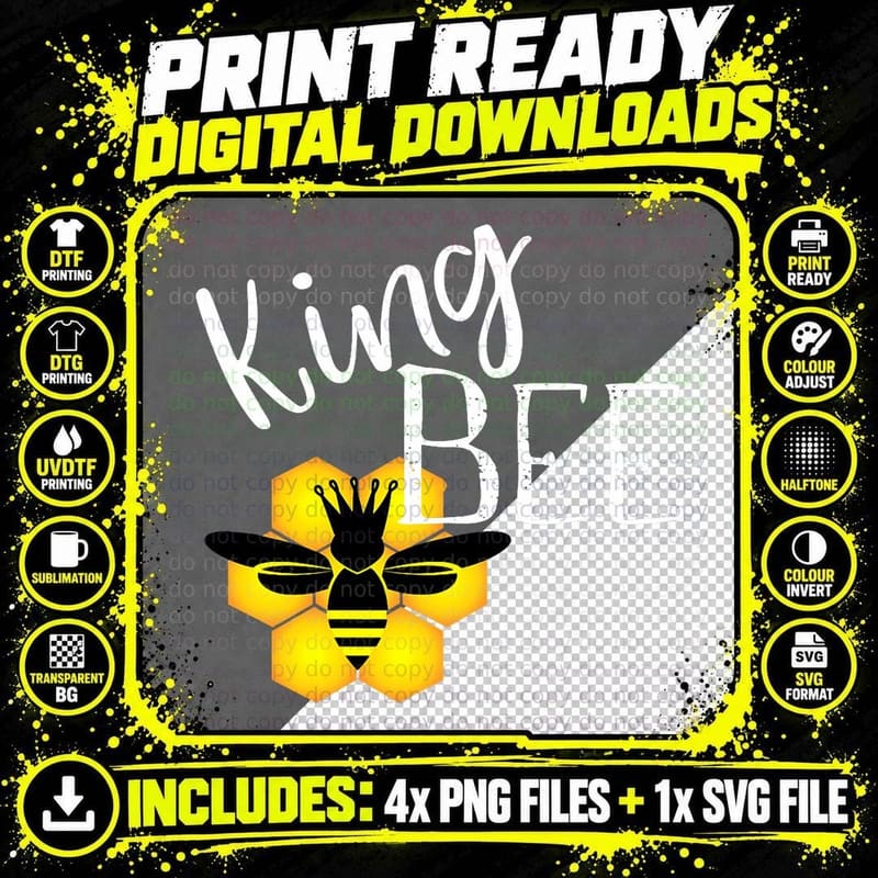 King Bee T-Shirt Beekeeper Honeycomb Graphic Tee Png SVG Digital Bundle