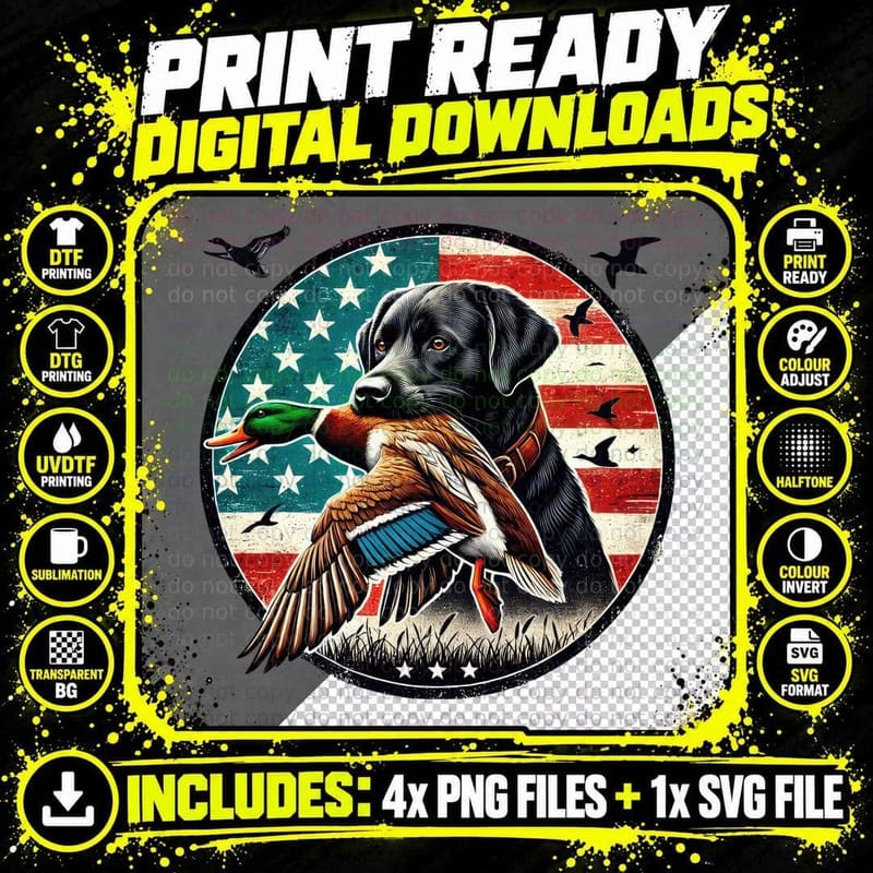 Labrador Retriever Carrying Duck Hunting T-Shirt Png SVG Digital Bundle