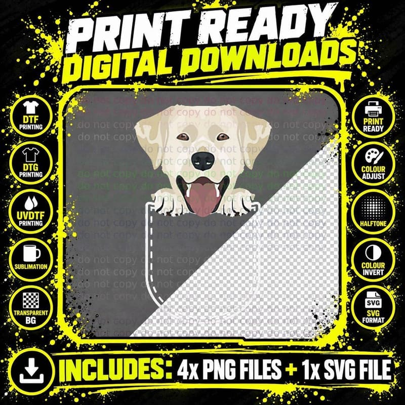 Labrador Retriever in the Chest Pocket T-Shirt Png SVG Digital Bundle