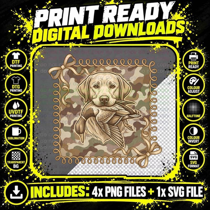 Labrador Retriever with Duck Hunting T-Shirt Png SVG Digital Bundle