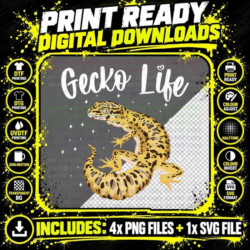 Leopard Gecko Life Reptile Lover Lizard Animal T-Shirt Png SVG Digital Bundle