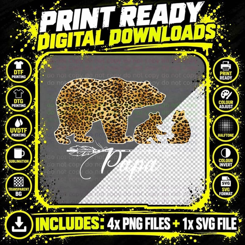 Leopard Print Family T-Shirt, Animal Print Fashion Png SVG Digital Bundle