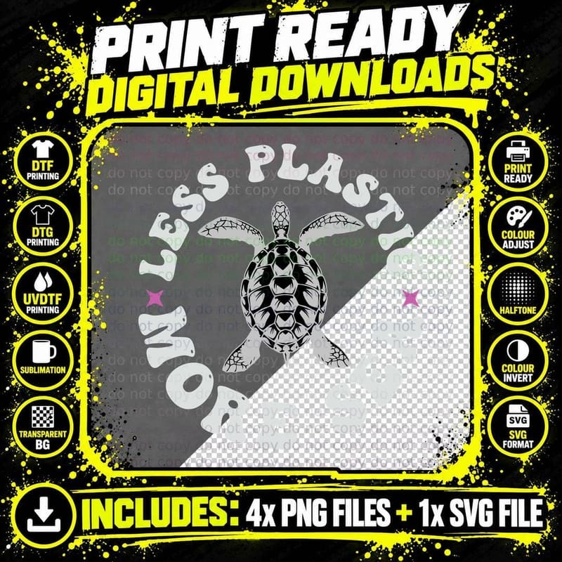 Less Plastic More Sea Earth Day T-Shirt Png SVG Digital Bundle