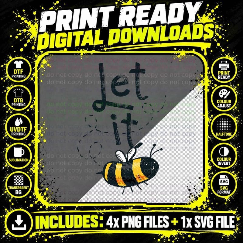 Let It Bee Happy Honey Bee Keeper Costume Mens Kids Png SVG Digital Bundle