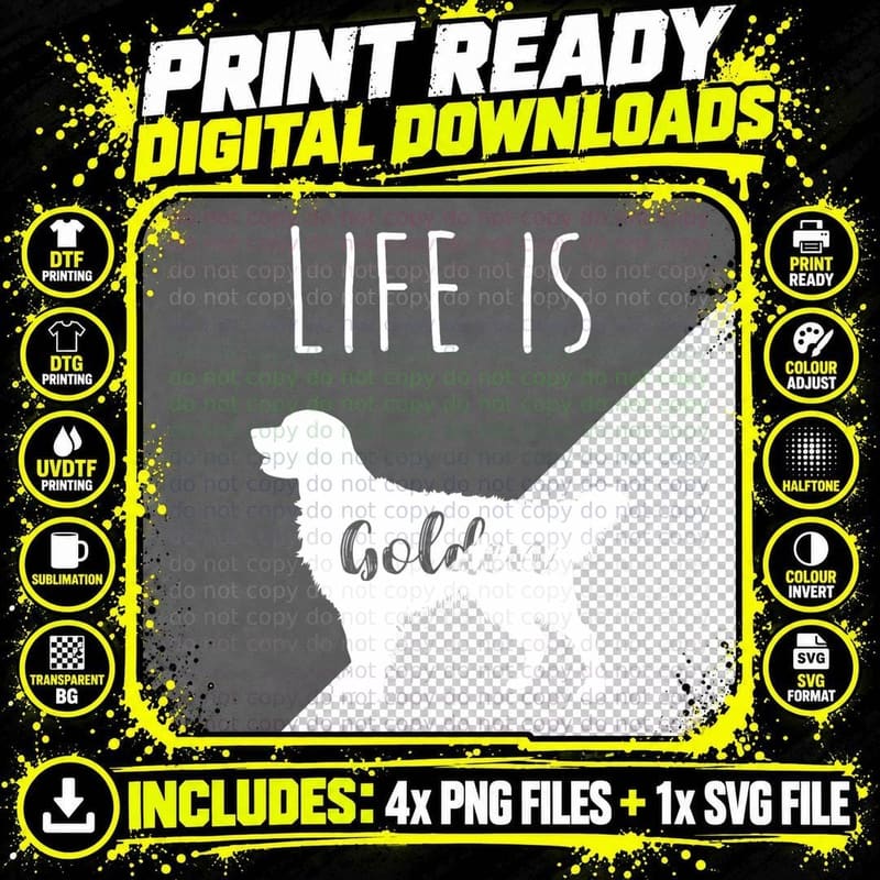 Life Is Golden Sweatshirts, Golden Retriever Shirt Png SVG Digital Bundle