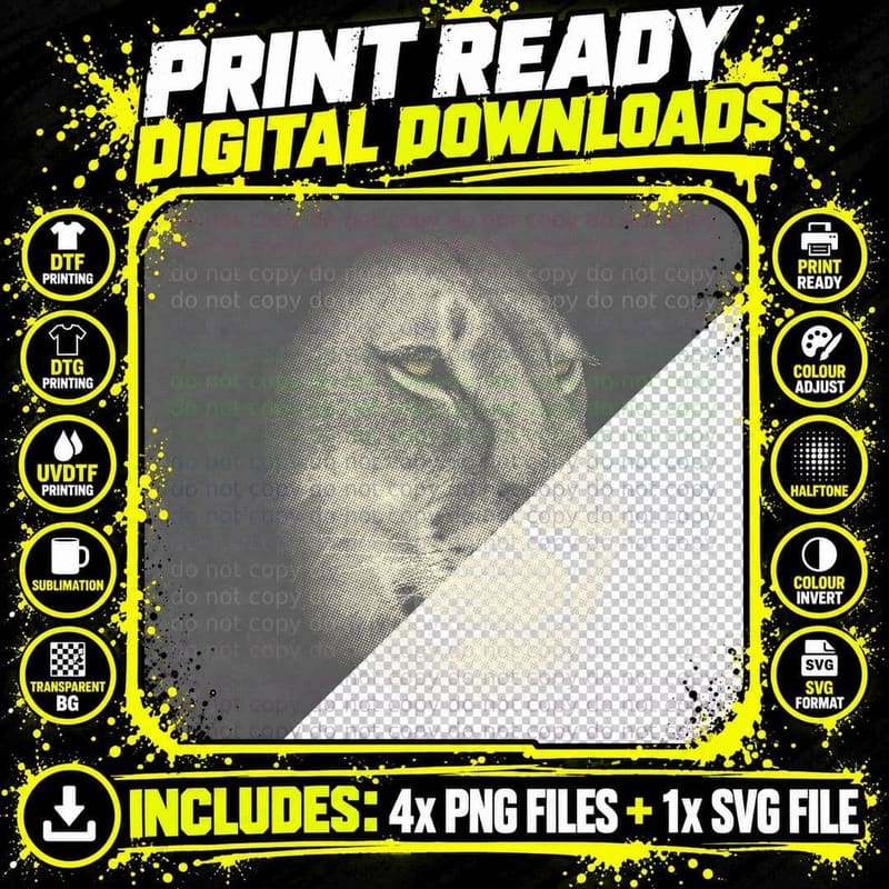 Lioness Face Close-Up Perfect Artwork for Lion Fans Png SVG Digital Bundle