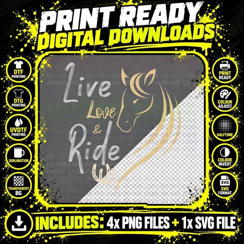Live Love and Ride Horses Adult T-Shirt Kids Tshirt Png SVG Digital Bundle