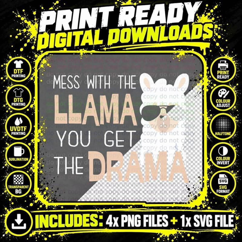 Llama T-Shirt, Animal Lover Apparel, Pet Lover Style Png SVG Digital Bundle