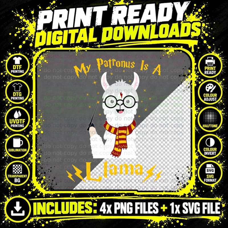 Llama T-Shirt, Wizard Magic, Pet Lover Apparel Png SVG Digital Bundle