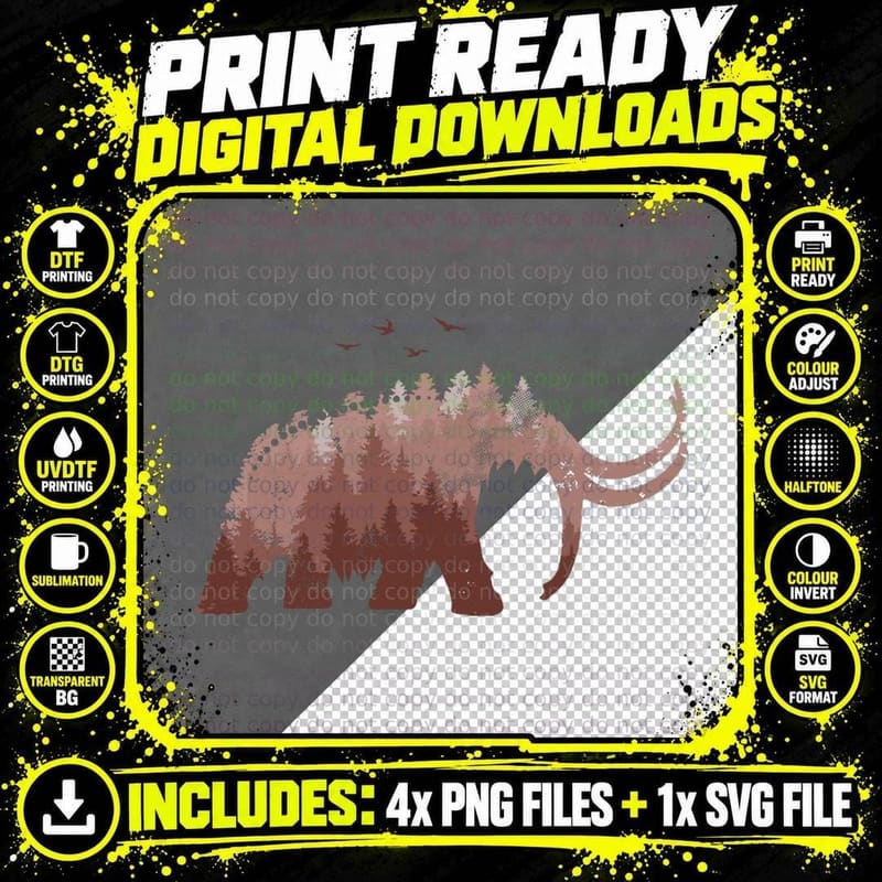 Mammut Elephant Wool Hair Mammoth Africa T-Shirt Png SVG Digital Bundle