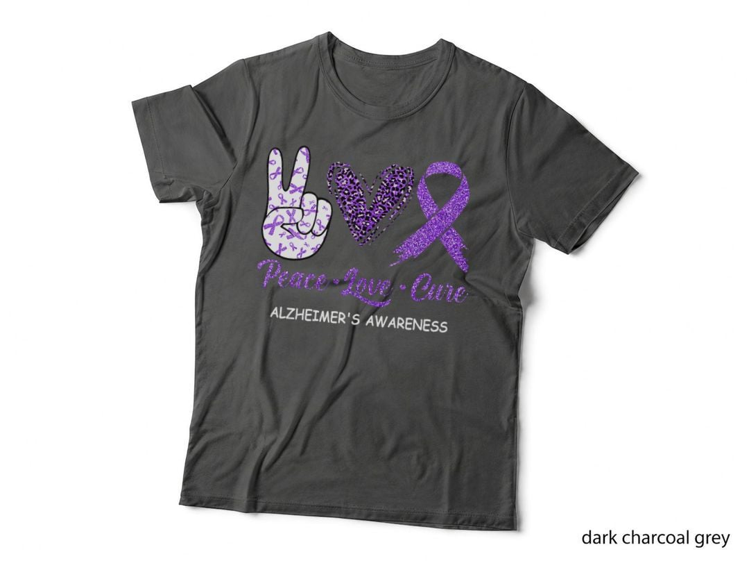 Alzheimer's Awareness Peace Love Cure Leopard, Dementia Support T-Shirt