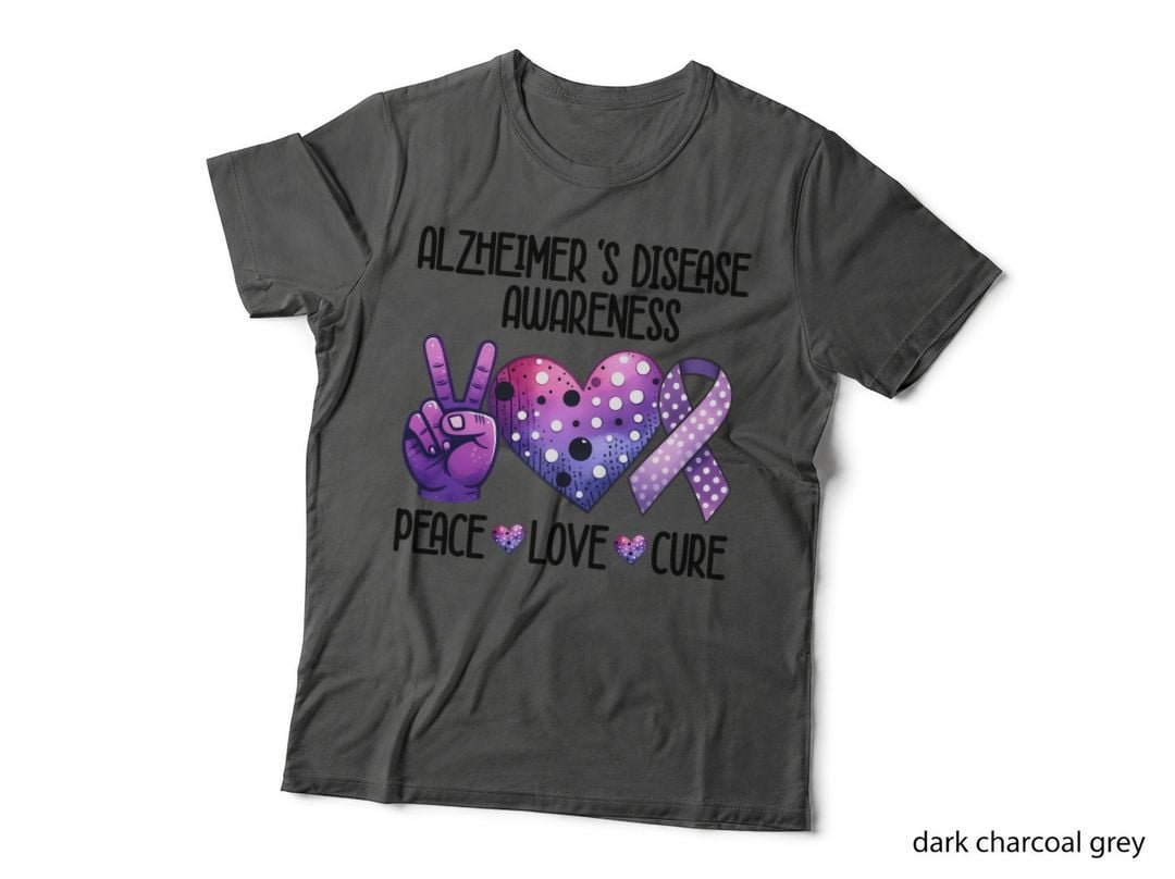 Alzheimer's Disease Awareness Peace Love Cure Alzheimers Awareness T-Shirt
